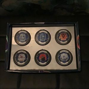 Canucks 30th Anniversary collection pucks.